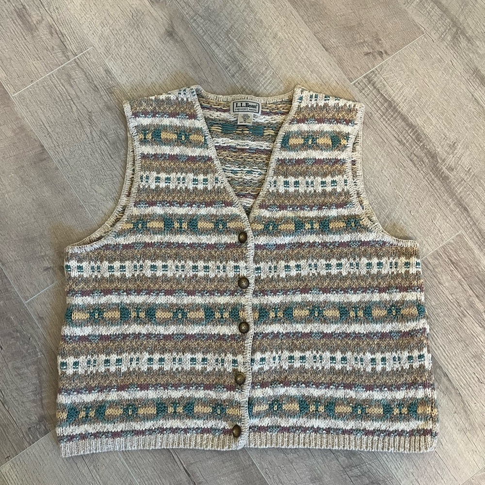 L.L. Bean Multicolor Knit Vest Vintage 90s
